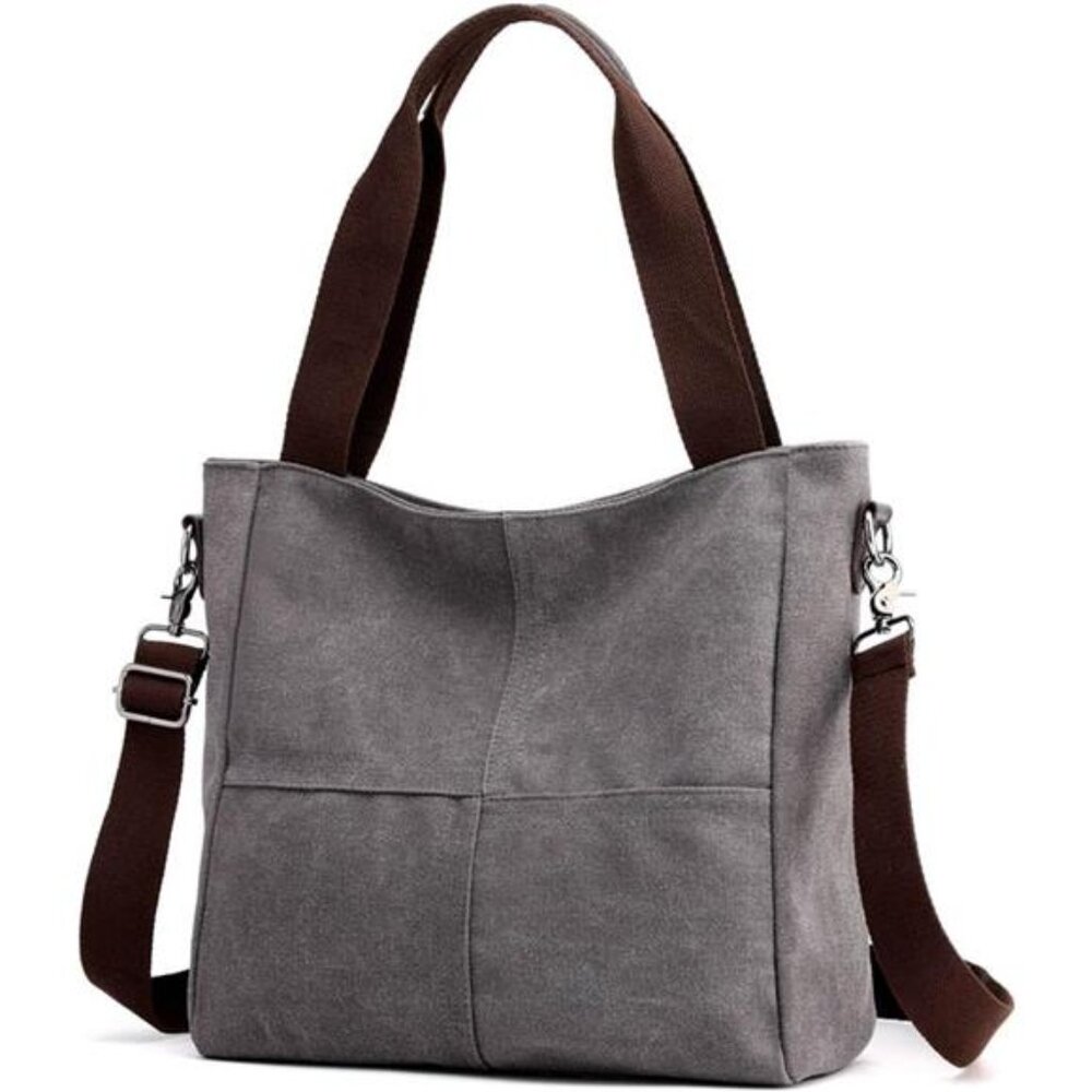 Canvas Tote Bags Women Handle Tote Purse Zipper Crossbody Bag Work Travel